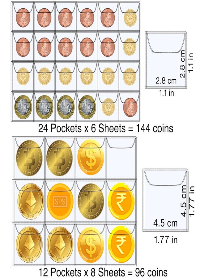 SPS Coin Collection Album - 240 Pockets | Holds Small & Large Coins | 14 Sheets | Premium Storage for Collectors | Black - Image 2
